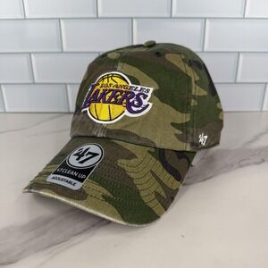 Los Angeles Lakers Camo Hat Cap Strap Back Mens One Size Green 47 Basketball